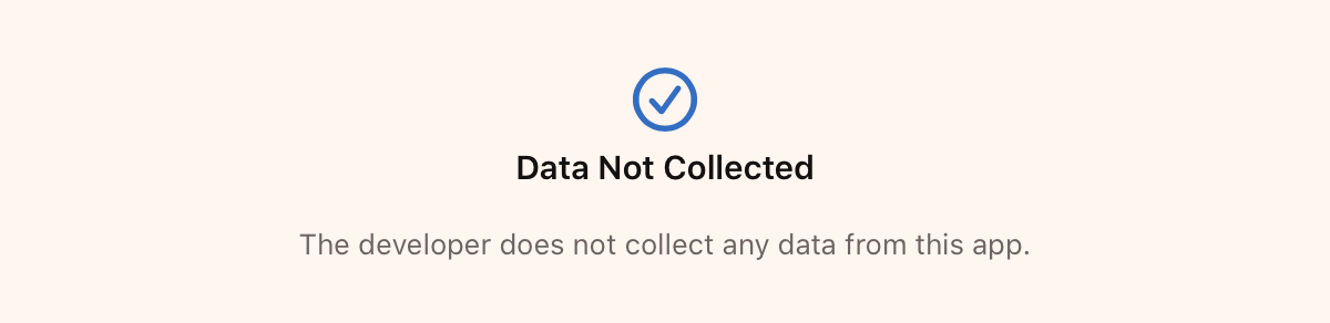 Apple App Store privacy nutrition label for RingDay, displaying the official 'Data Not Collected' badge with the description 'The developer does not collect any data from this app.'